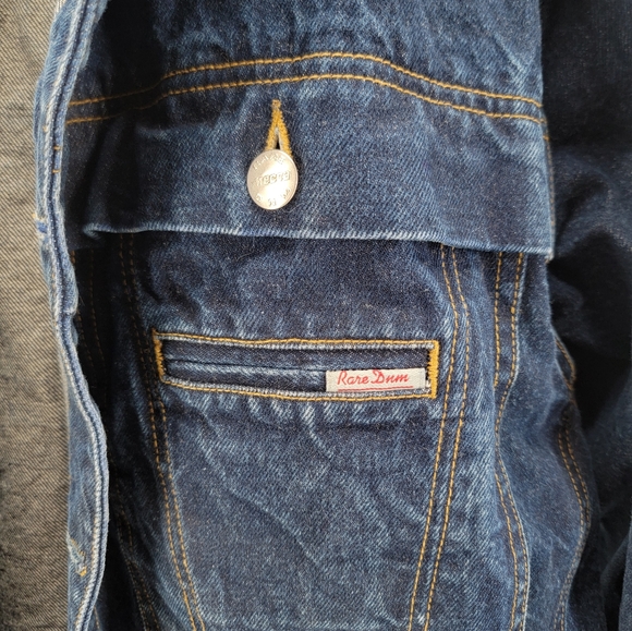 Vintage Mecca Y2K Hip Hop Baggy Denim Jean Dark Wash Button Front Jacket Mens XL - Picture 2 of 13